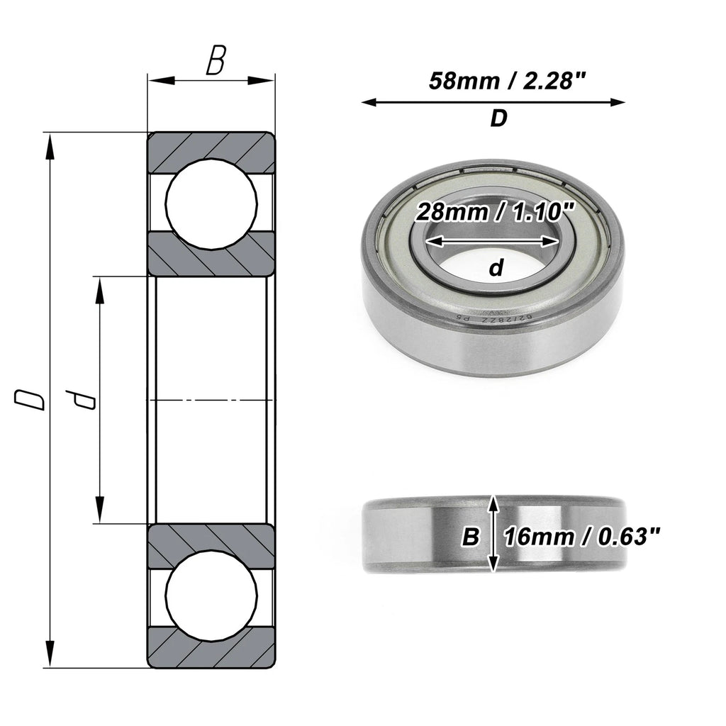 1 Pc 62/28ZZ Deep Groove Ball Bearing for Scooter Skateboard Wheel (P5)