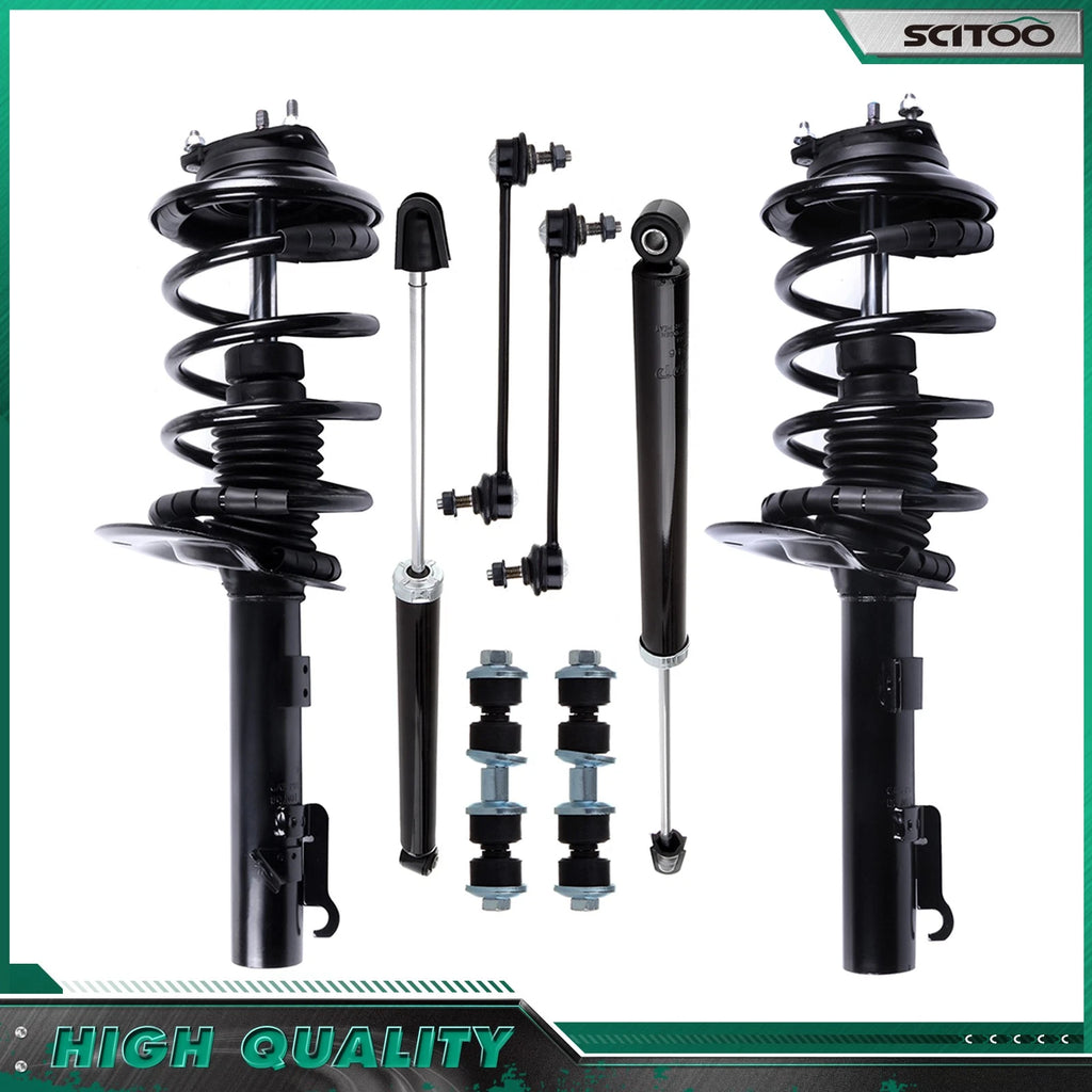 Set of 4 Strut Shock Absorbers & Sway Bar End Links for Ford Focus (2006–2007)