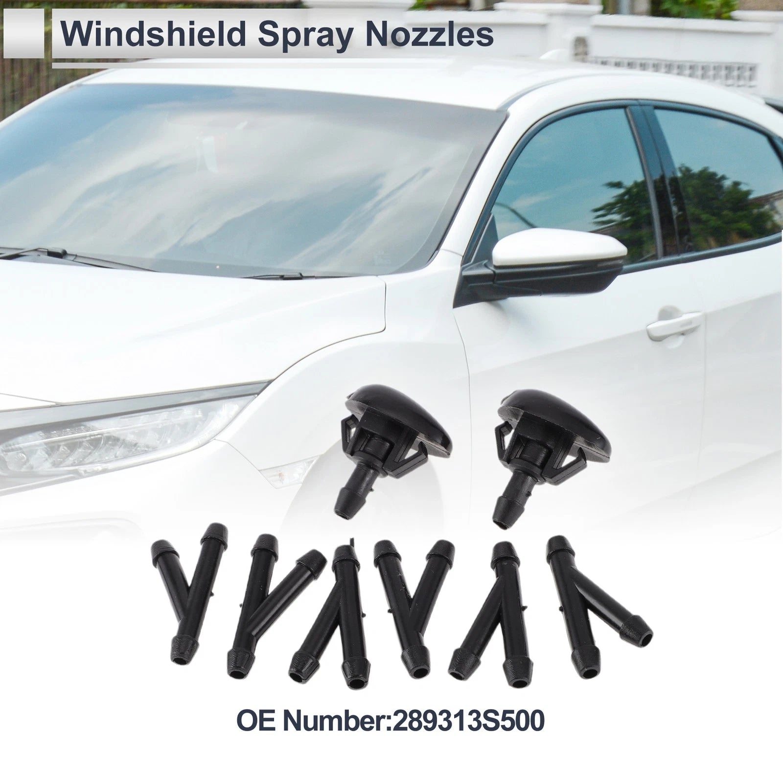Washer Nozzle Set of 6 w/ Hose Connector for Nissan (No. 289313S500)