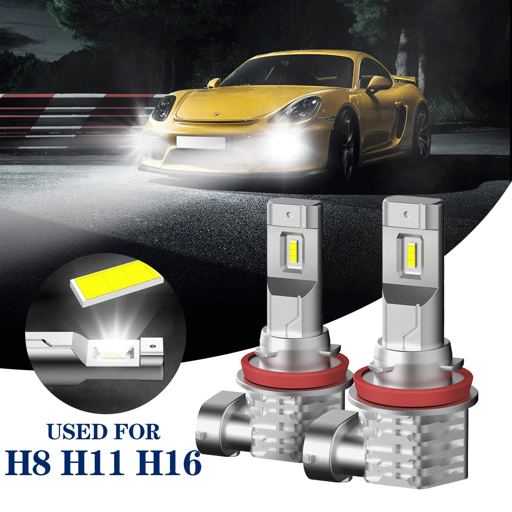 2X H8 H11 LED Fog Light Bulb 6500K 4000LM for Universal Fit