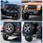 Front/Rear Bumper for Jeep Wrangler JK Unlimited (2007–2018) w/ Winch Plate, LED