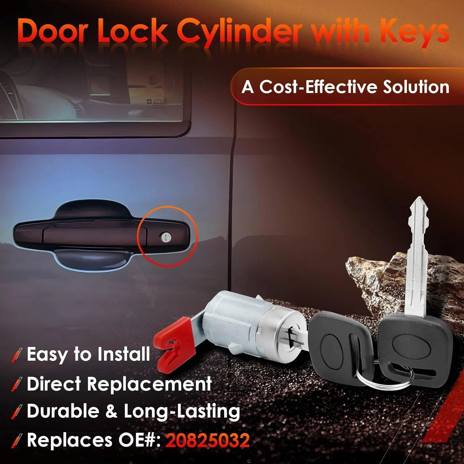 Door Lock Cylinder with Keys for Chevy GMC Silverado Sierra 1500 (2007-2014)