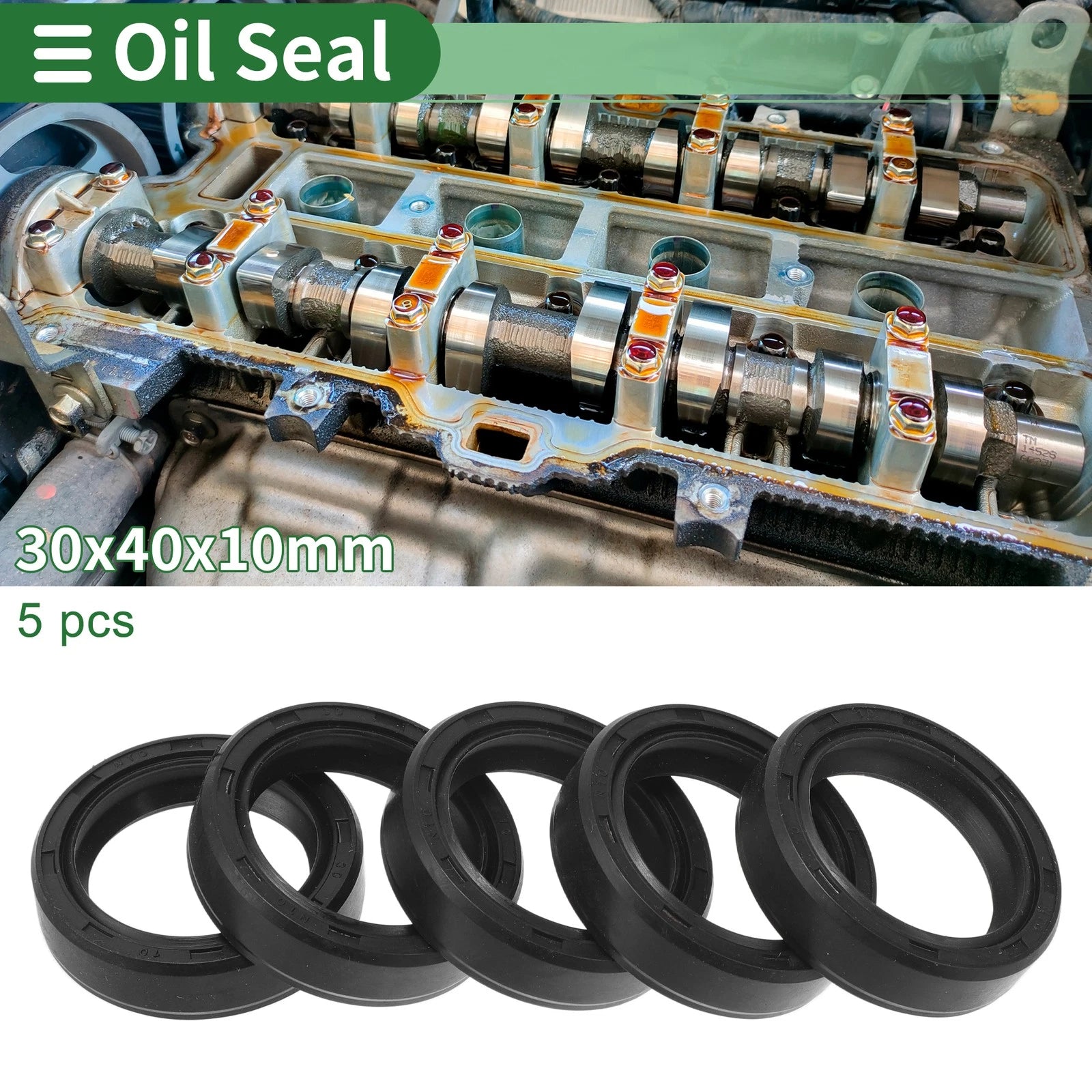 Set of 5 Oil Seal TG4 Lip Seal Ring NBR Rubber 30x40x10mm