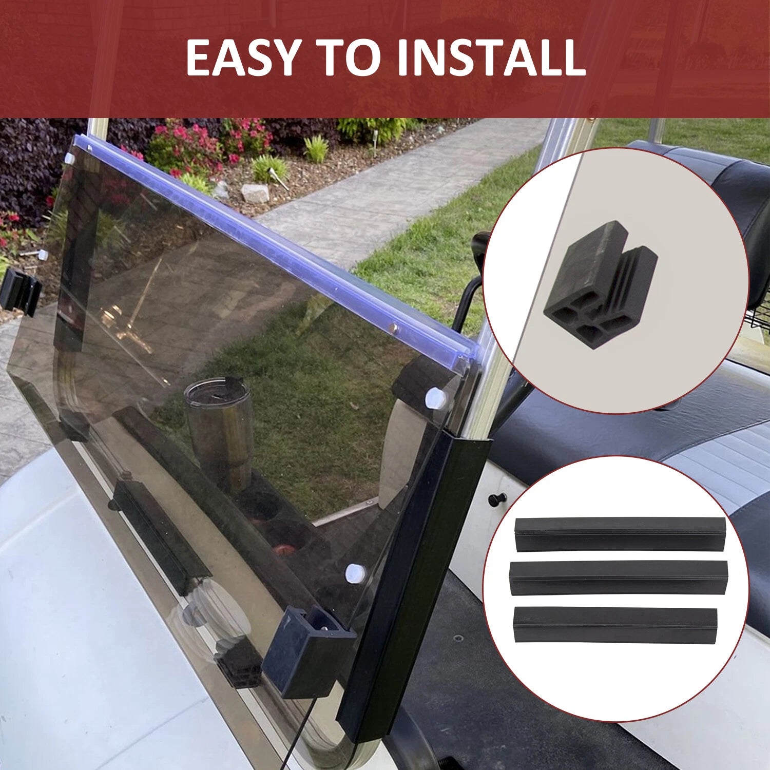 Folding Tinted Windshield for Yamaha Golf Cart G14 G16 G19 (1995–2003)