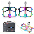 Waterpro MTB Pedals for MTB DH XC (L7U, 3 Bearing, Aluminum, Electroplated Rainbow)