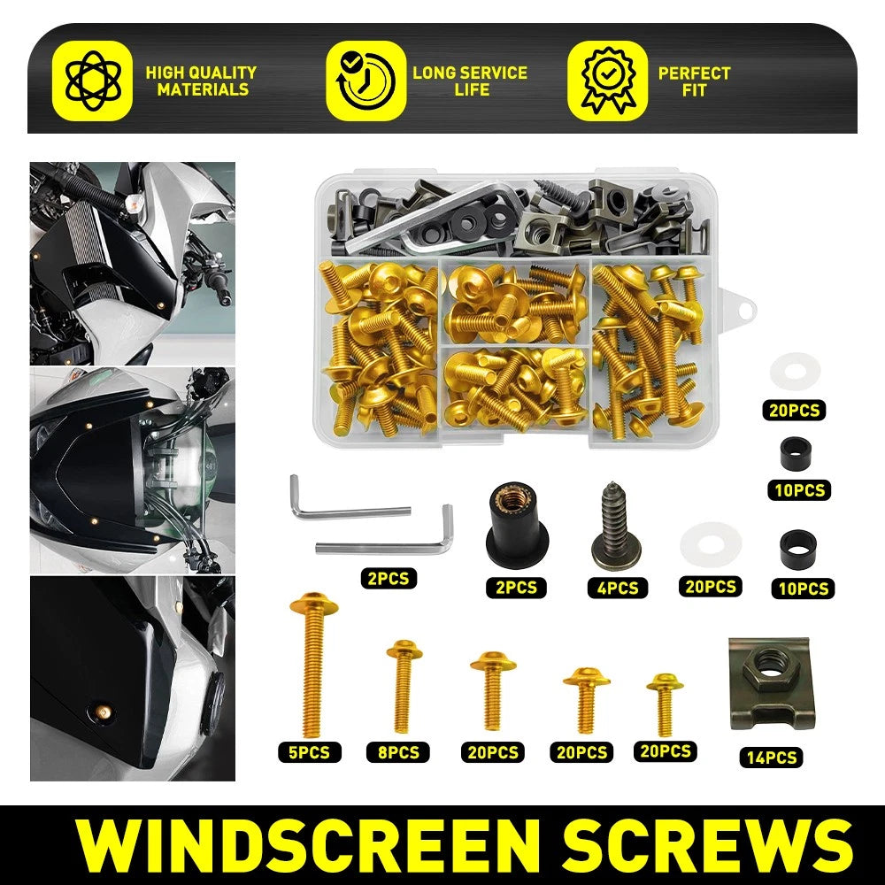 155pcs Fairing Bolts Kit for Honda CBR600RR CBR1000RR (2003–2023) Golden M5 M6