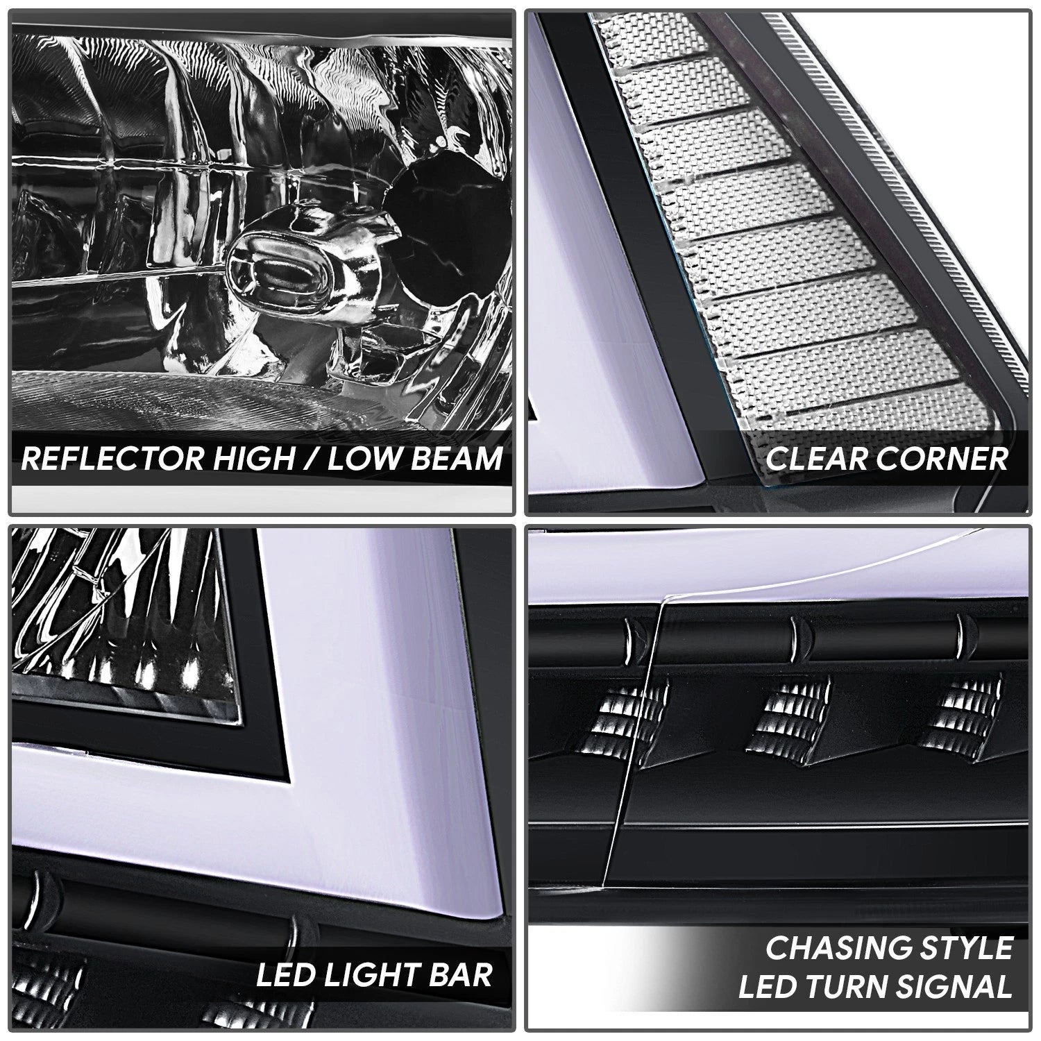 C-LED DRL Sequential Turn Signal Headlights for RAM 1500 (2009–2024)