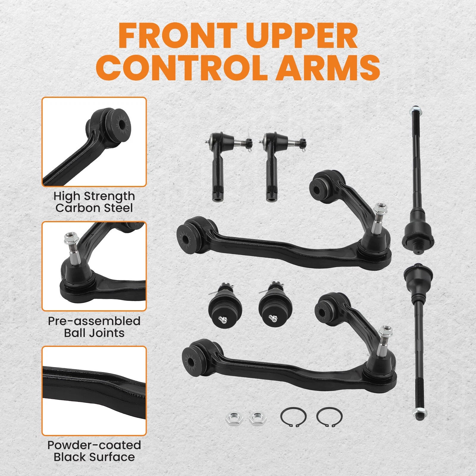 Front Upper Control Arms Tie Rods for Chevy Silverado 1500 GMC Sierra (1999-2006)