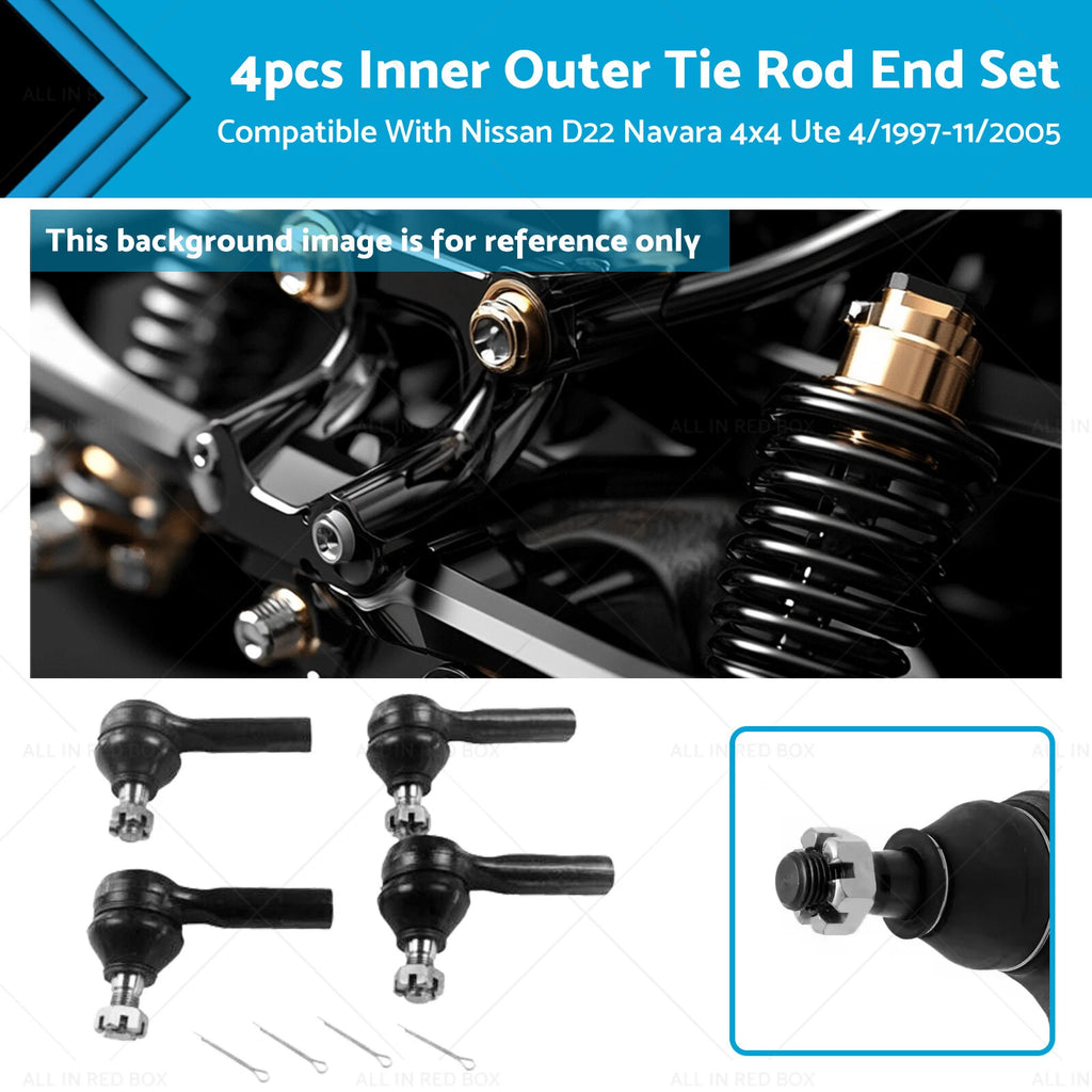 4X Inner Outer Tie Rod End Set for Nissan D22 Navara (1997–2005)