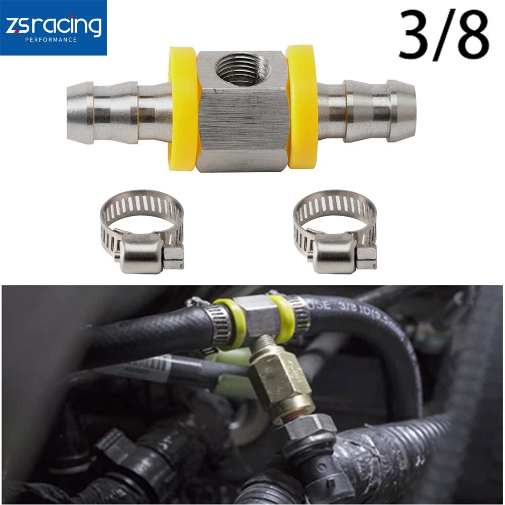 3/8” Fuel Line Pressure Gauge Sensor T-Fitting Adapter for