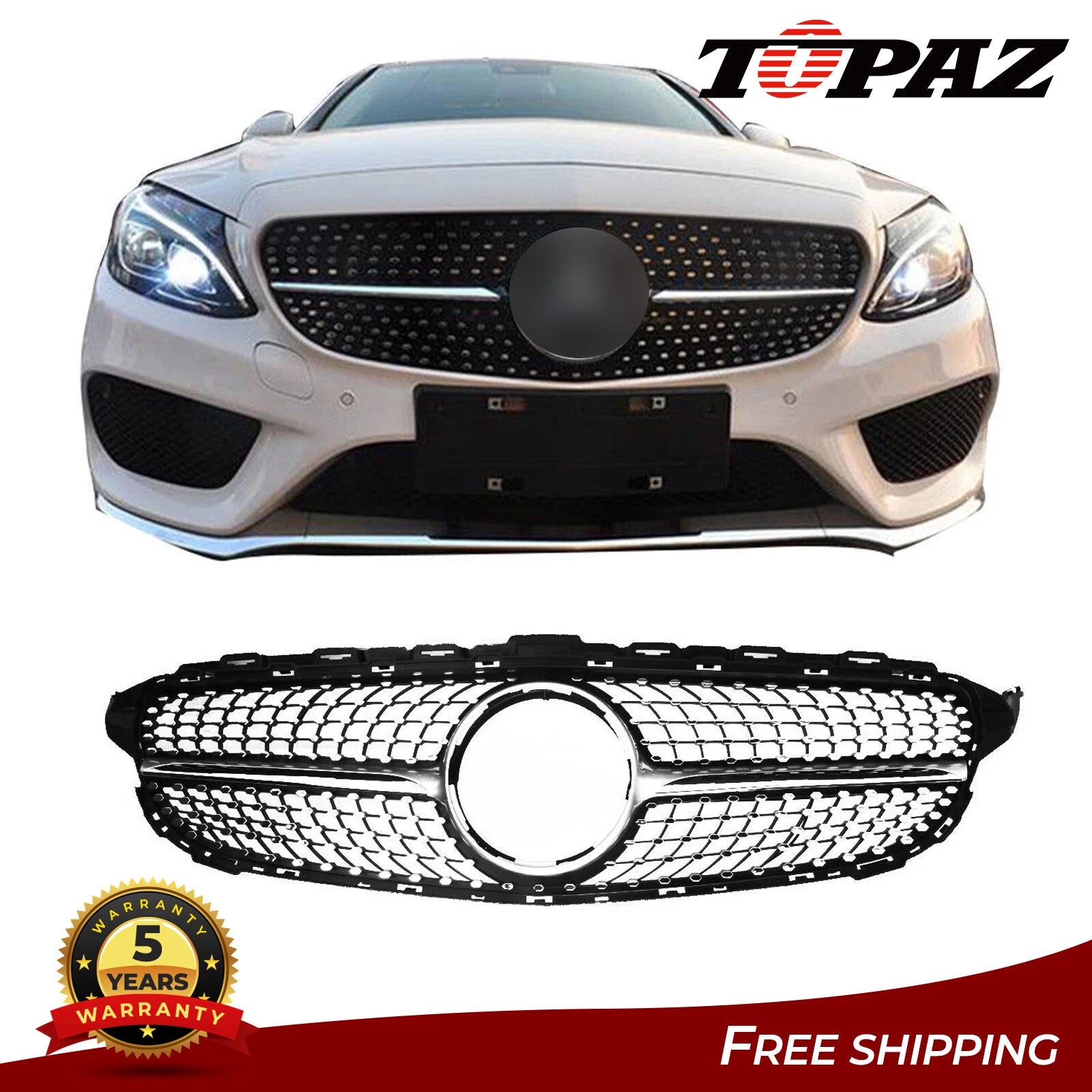 Front Radiator Grille for Mercedes Benz W205 C-Class (2015–2018)