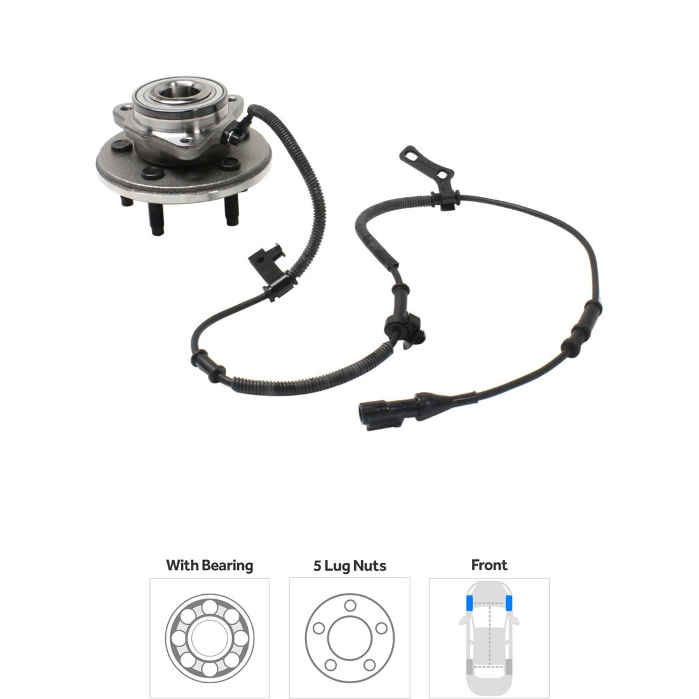 Wheel Hubs for Ford Explorer (2006–2010) Front Left & Right with Bearing & Sensor