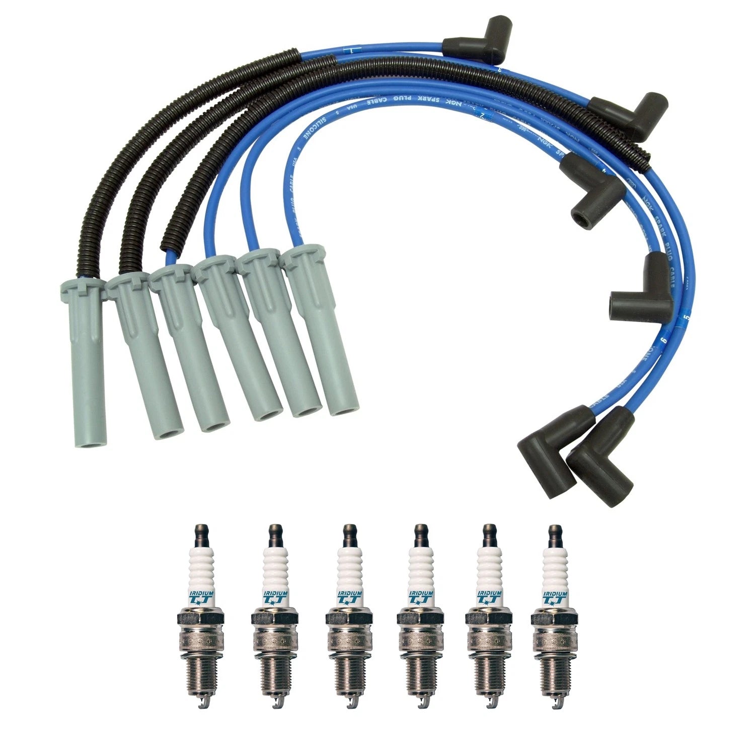 NGK 7mm Wire Set & Denso Iridium Spark Plug Kit for Town & Country Voyager (1990–2003)
