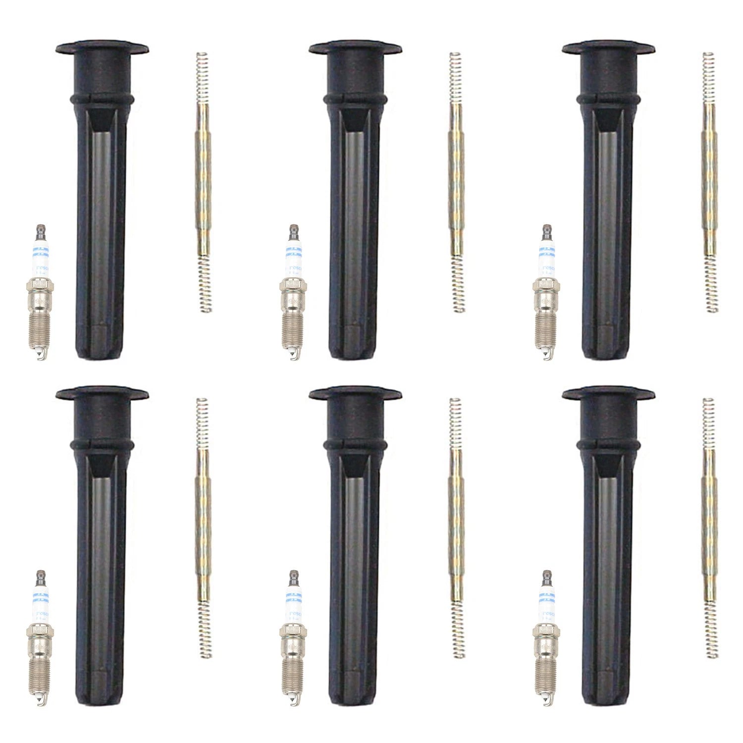 Set of 6 Platinum Spark Plugs & Coil Boot Kit for Intrepid Sebring (1995–2006)