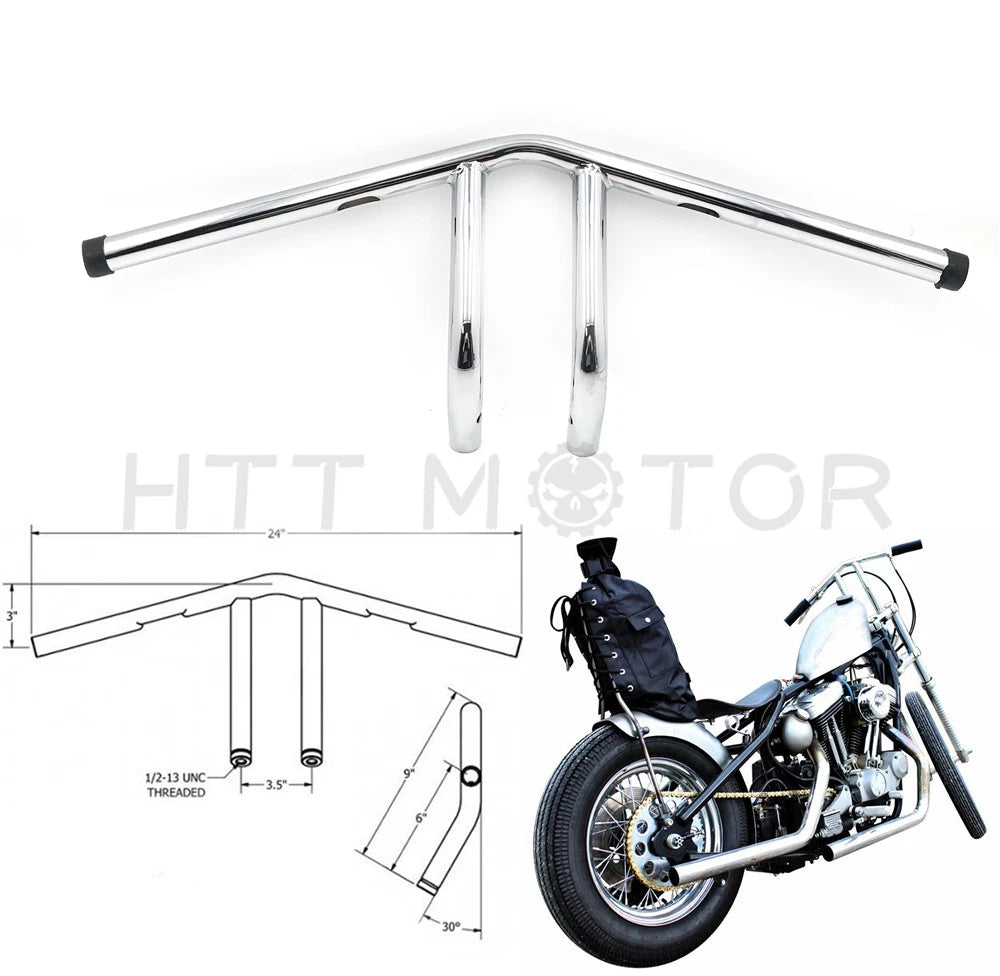 1" Chrome Hollow Out Handlebars for Harley Sportster Dyna Chopper Bobber