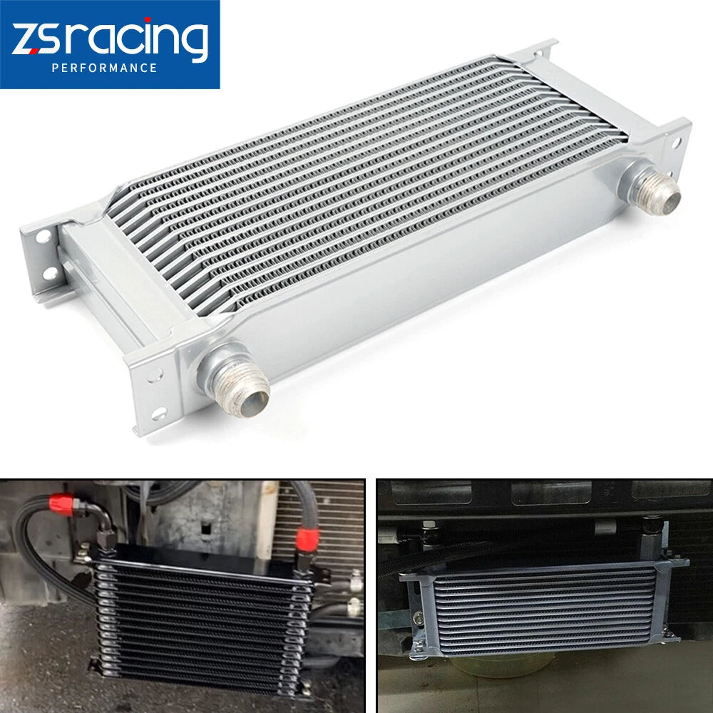 15 Row Aluminum Engine Transmission Oil Cooler Kit with 10AN Hose Fittings