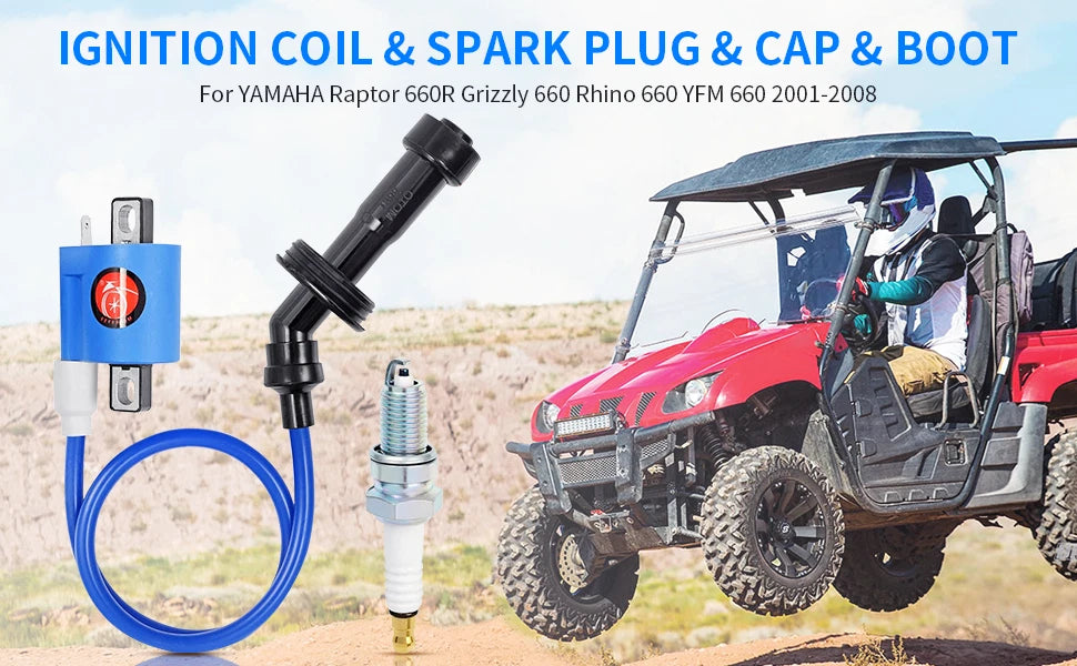 Ignition Coil & Cap & Plug & Boot for Yamaha Grizzly 660 (2002–2008)
