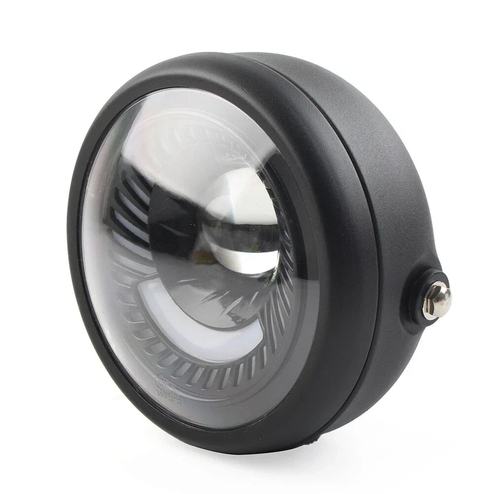 5-3/4" Switchback White LED Halo DRL Angel Eye Headlight for Motorcycle