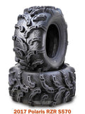 2X 27x12-12 ATV Front Tire Set for 2017 Polaris RZR S570 Super Lug Mud