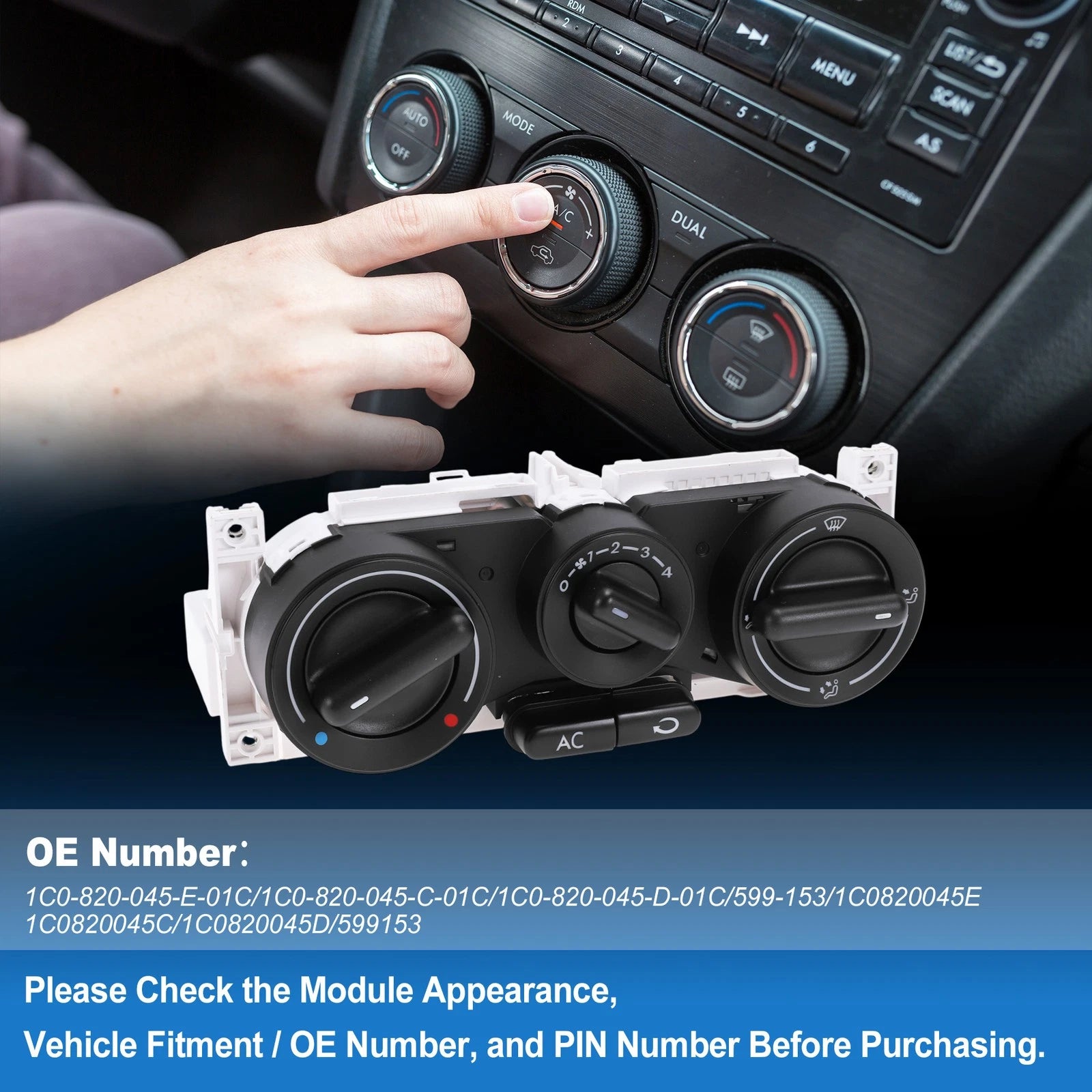 A/C Heater Climate Control Switch Module for Volkswagen Beetle (1998–2010)