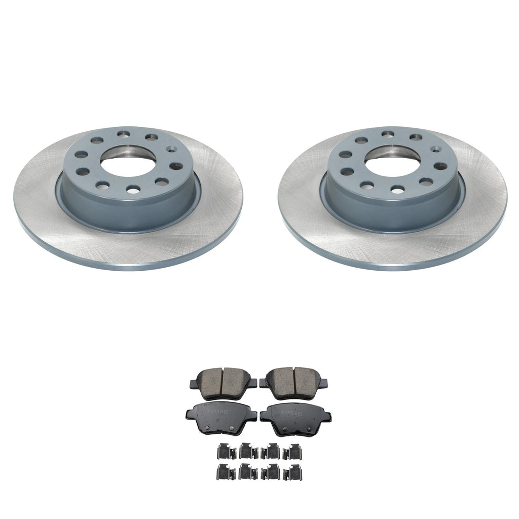 Set of 2 DuraGo Rear Rotors & Akebono EURO Ceramic Pads for Golf GTI, Jetta