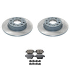 Set of 2 DuraGo Rear Rotors & Akebono EURO Ceramic Pads for Golf GTI, Jetta