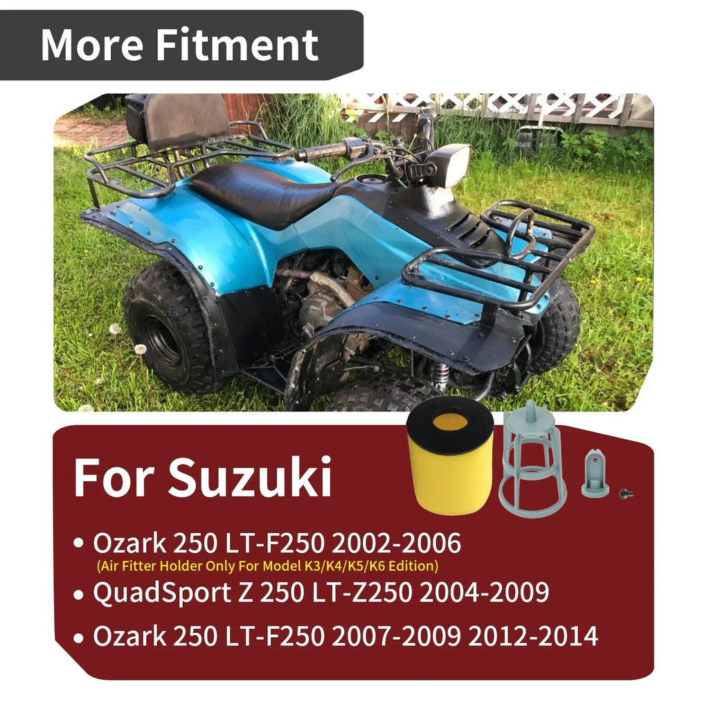 Air Filter + Cage Holder w/Screw for Suzuki Ozark 250 QuadSport Z250 (2005–2009)