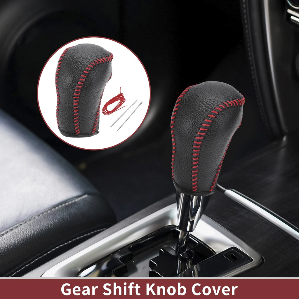 Gear Shift Knob Cover for Mazda CX-5 (2012–2023) Black Red Faux Leather