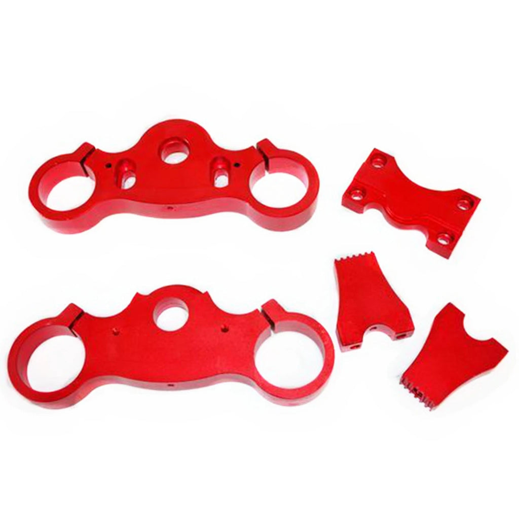 CNC Red Triple Clamp + 22mm Handle Bar Clamp for Pit Pro Trail Dirt Bike (N/A)