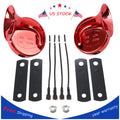 Pair Red Waterproof Car Horns for Universal Fit (12V)