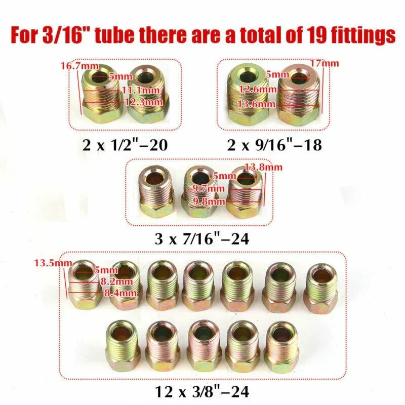3/16 & 1/4 Tube Nuts Fitting Kit