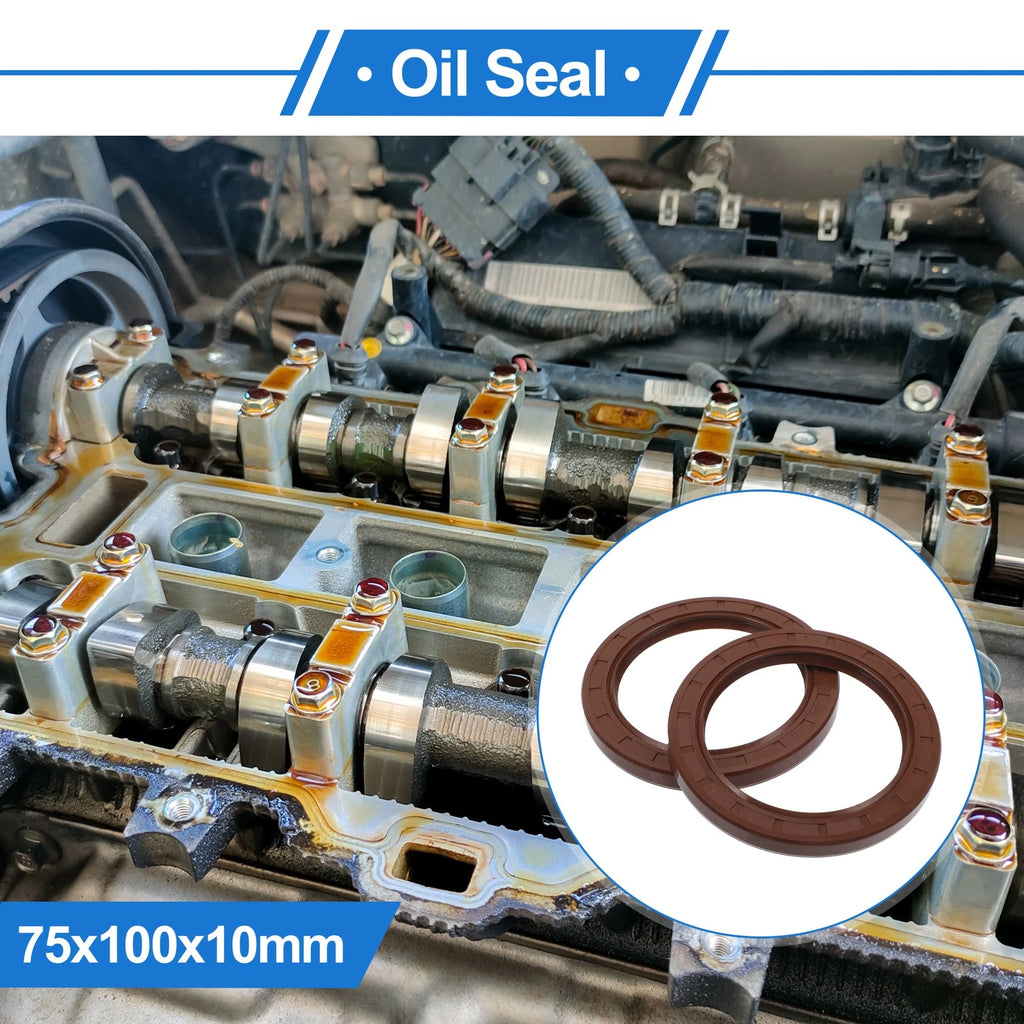 2X Oil Seal Rotary Shaft Seal for Various Models (75x100x10mm) FKM Rubber