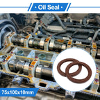 2X Oil Seal Rotary Shaft Seal for Various Models (75x100x10mm) FKM Rubber