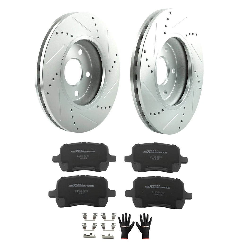 Front Drilled Brake Rotors and Pads Set for Chevrolet Malibu (2009–2012)