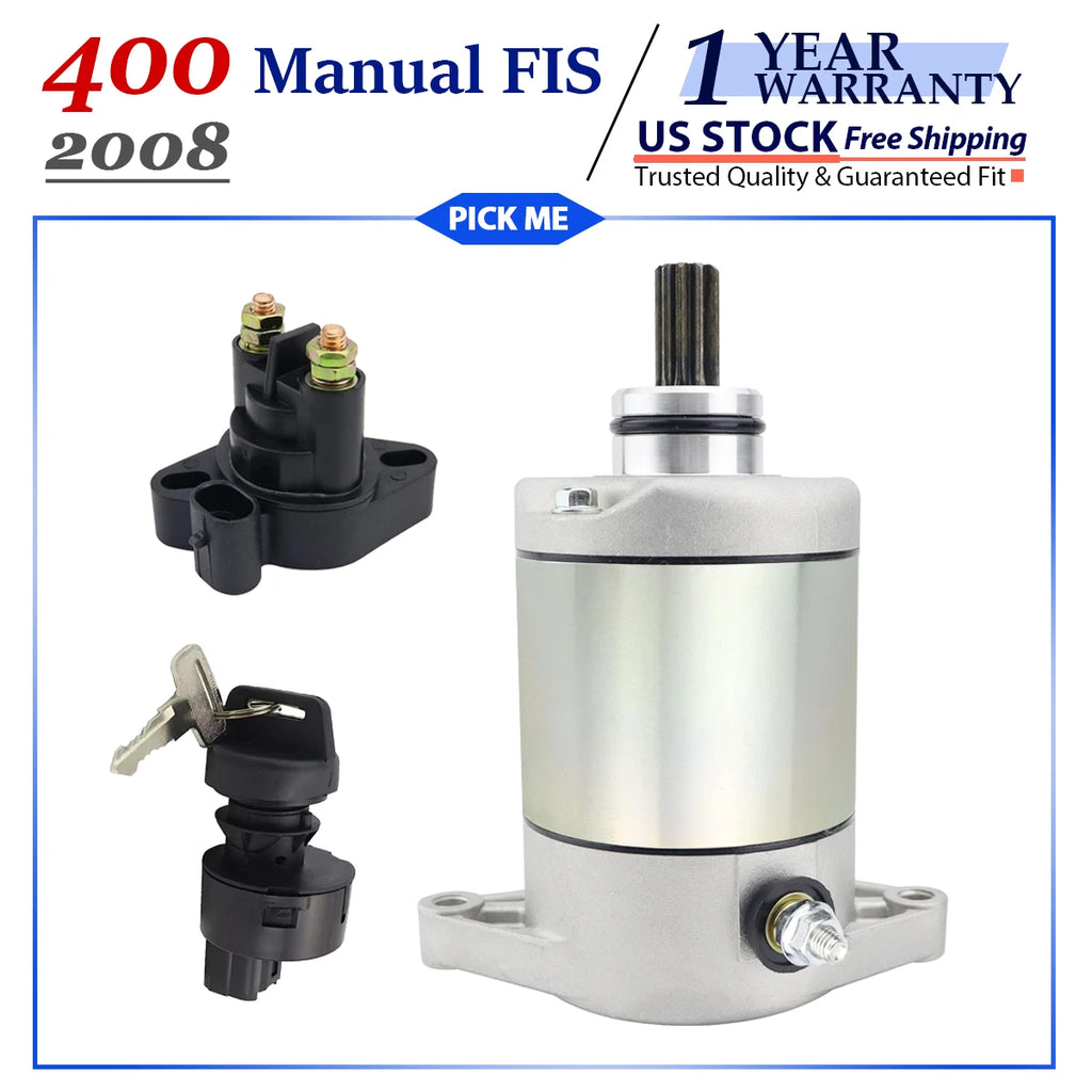 Starter for Arctic Cat 400 Manual FIS 4x4 (2008) with Relay & Ignition Key Switch