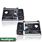 LED DRL Smoke Black Headlights for Ford F-150 Bronco (1992–1996)