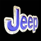 Licensed Jeep Metal Sign 10 x 23 Inch Blue Emblem for Jeep Wrangler (2007–2018)