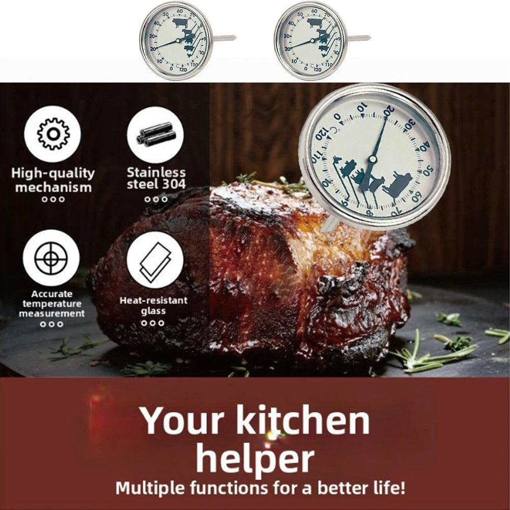 Grill Thermometer Bimetal Stainless Steel for Universal Use
