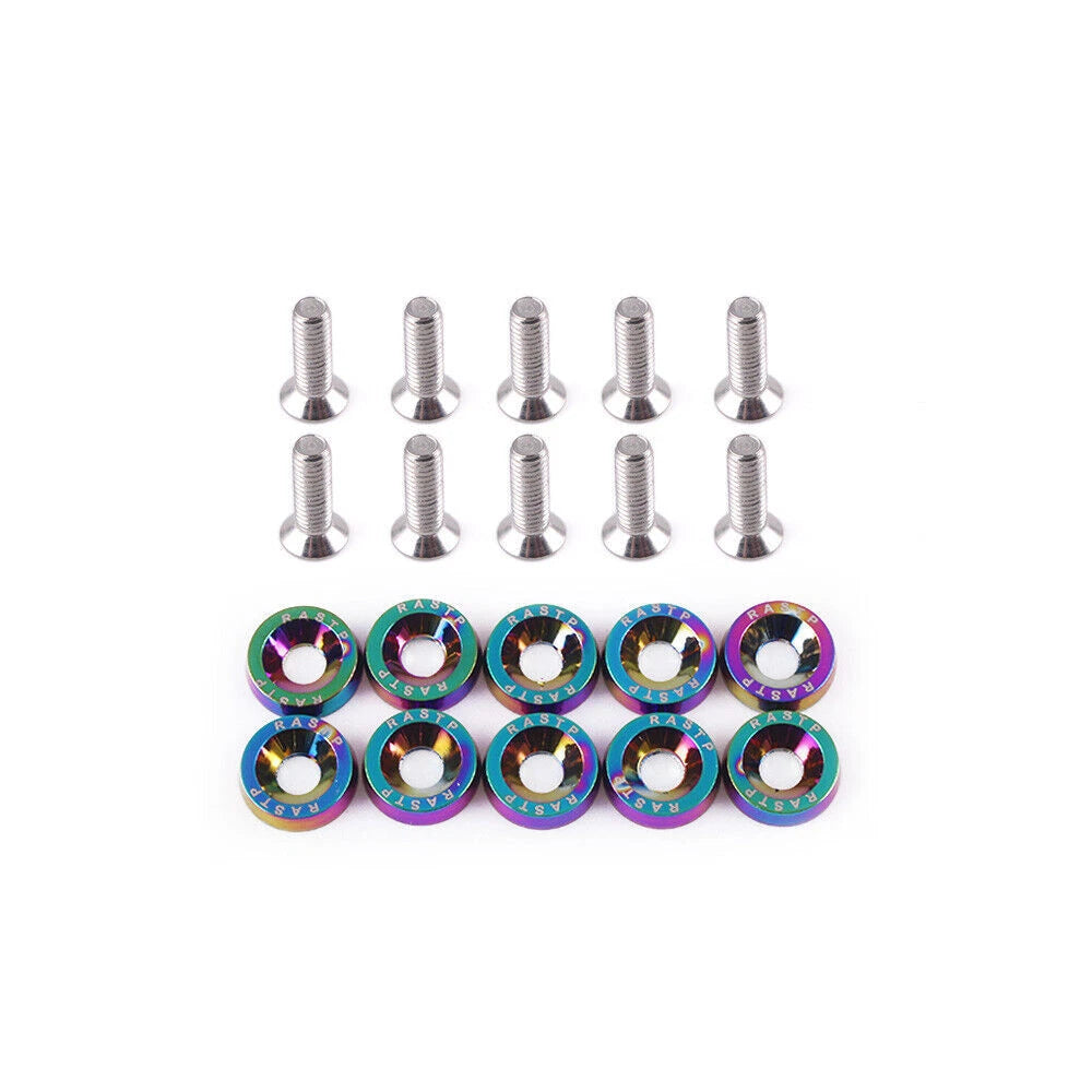 Set of 10 Chrome Aluminum Fender Bumper Washers for Engine Bay Dress Up