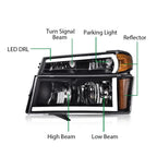 Black LED Tube Headlights for Chevy Colorado | Canyon (2004–2012)