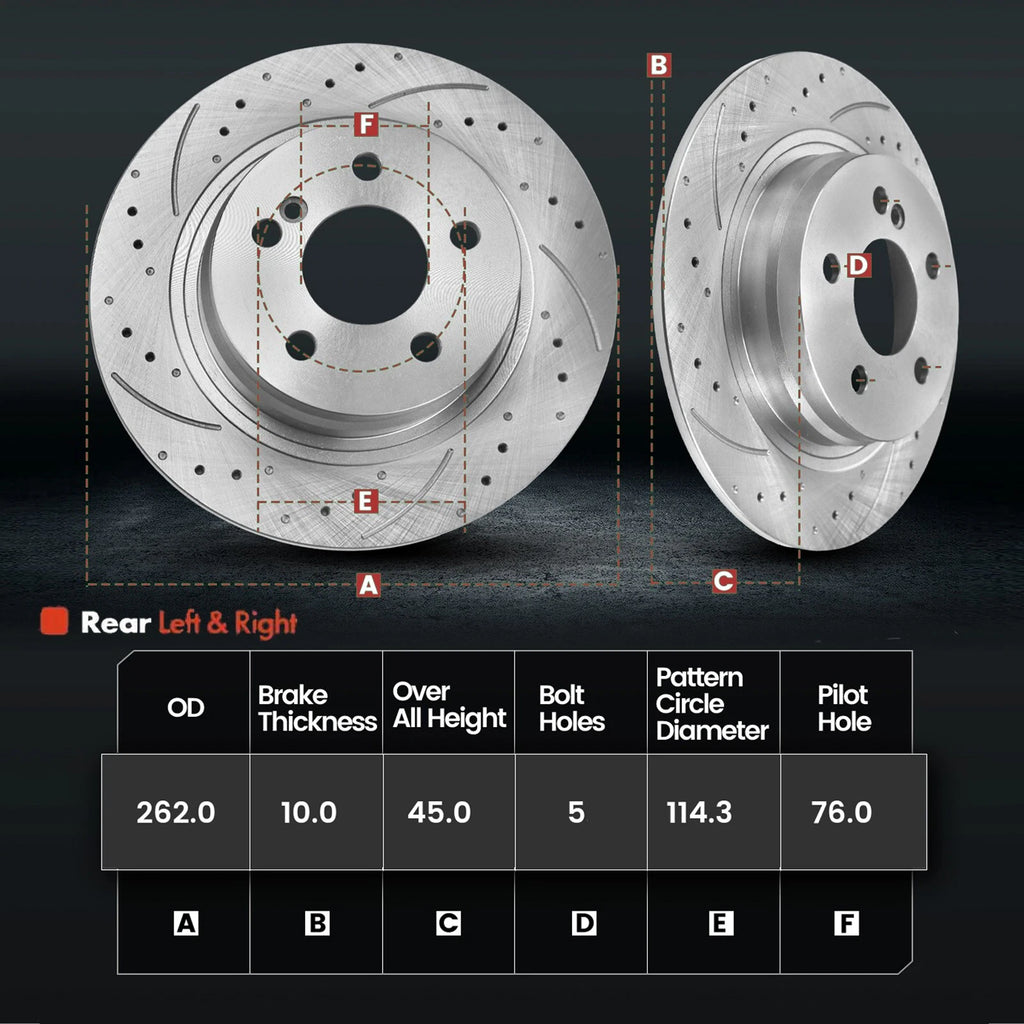 Rear Brake Rotor & Ceramic Pad + Brake Caliper for Hyundai Elantra (2011–2016)
