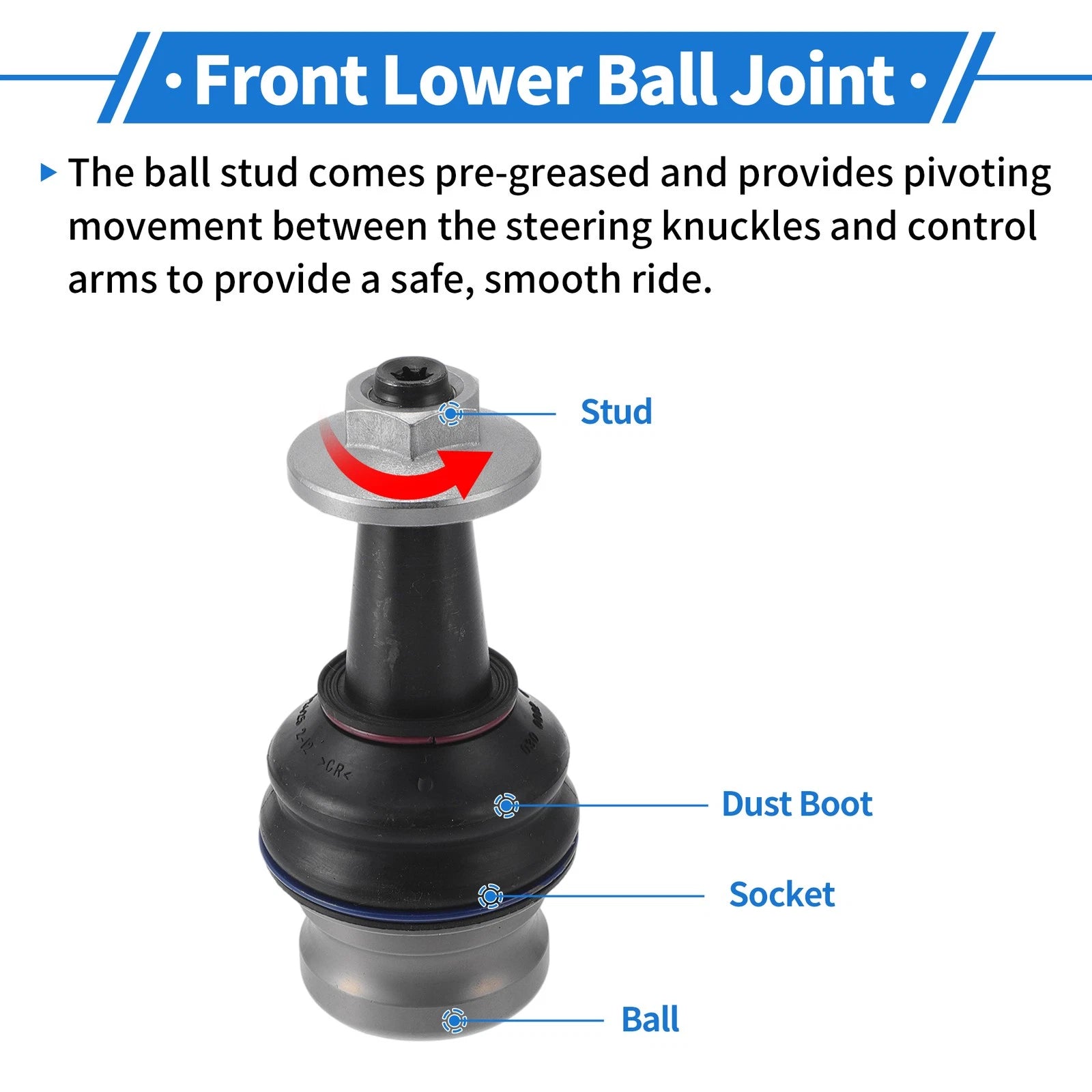 2X Front Lower Ball Joints for Audi A4 (2007–2015) No. 8W0407689A