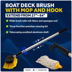 Deluxe Soft Brush Mop for Boat Deck Cleaning with Telescoping Shaft