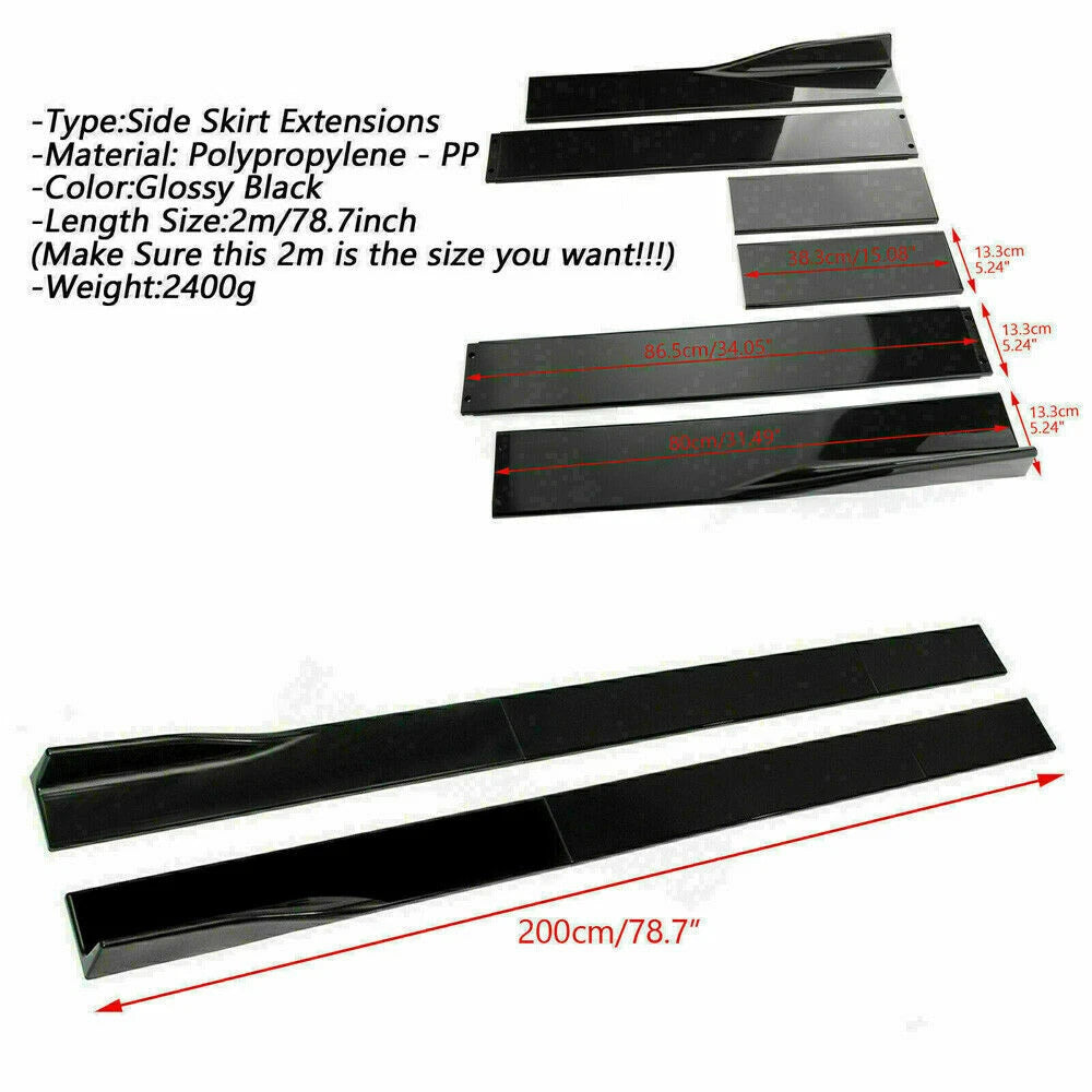 Set of 2 Gloss Black Side Skirt Extensions for Honda Accord (2000–2021)