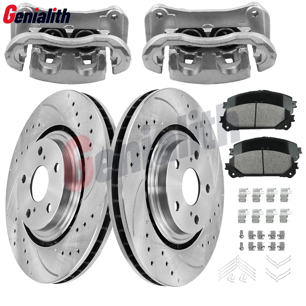 Front Disc Brake Rotors + Calipers + Pads for Toyota Sienna (2011–2020)