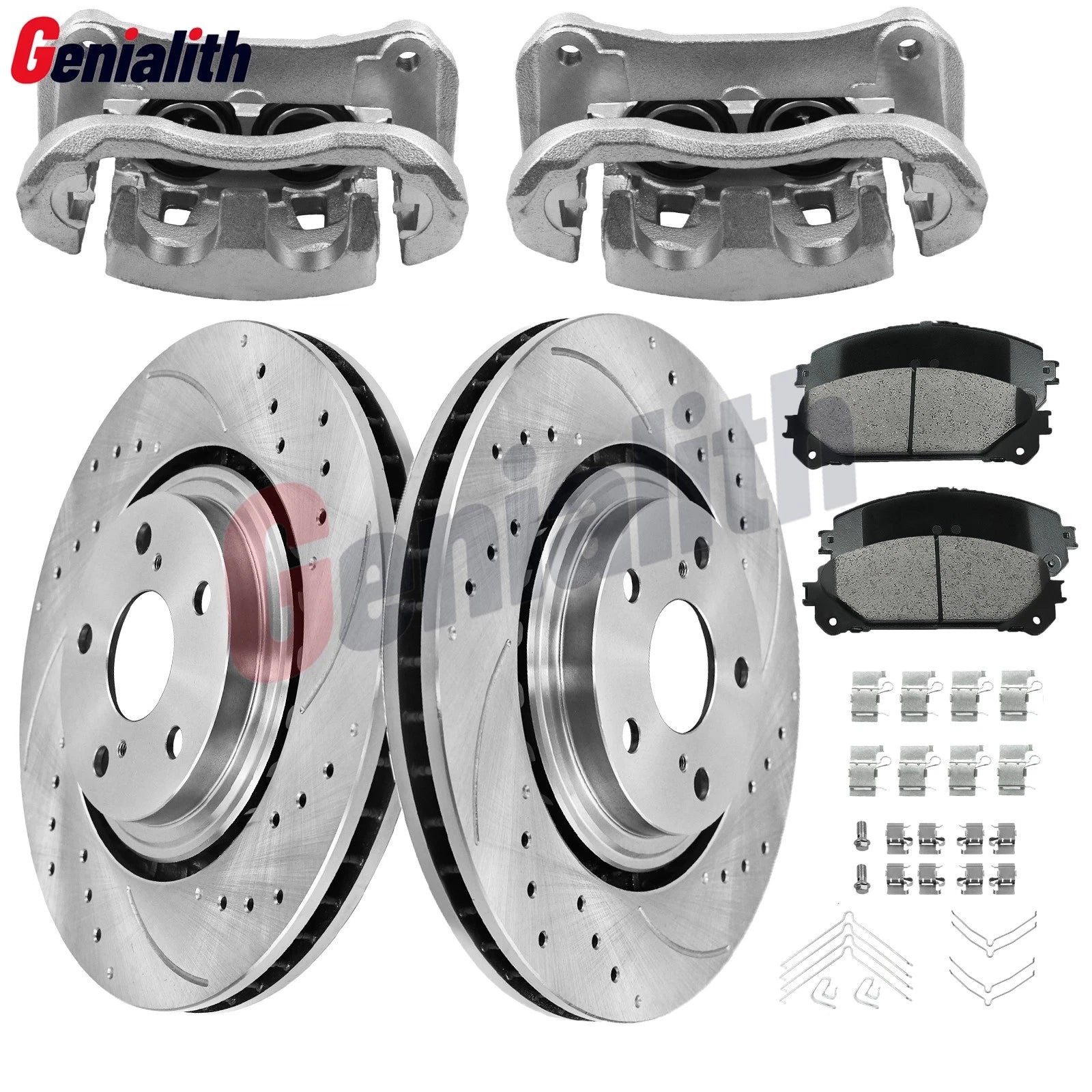 Front Disc Brake Rotors + Calipers + Pads for Toyota Sienna (2011–2020)