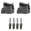 Set of 2 Ignition Coils & 4 Spark Plugs for Chevrolet Cavalier 2.2 L4 (1995–2005)