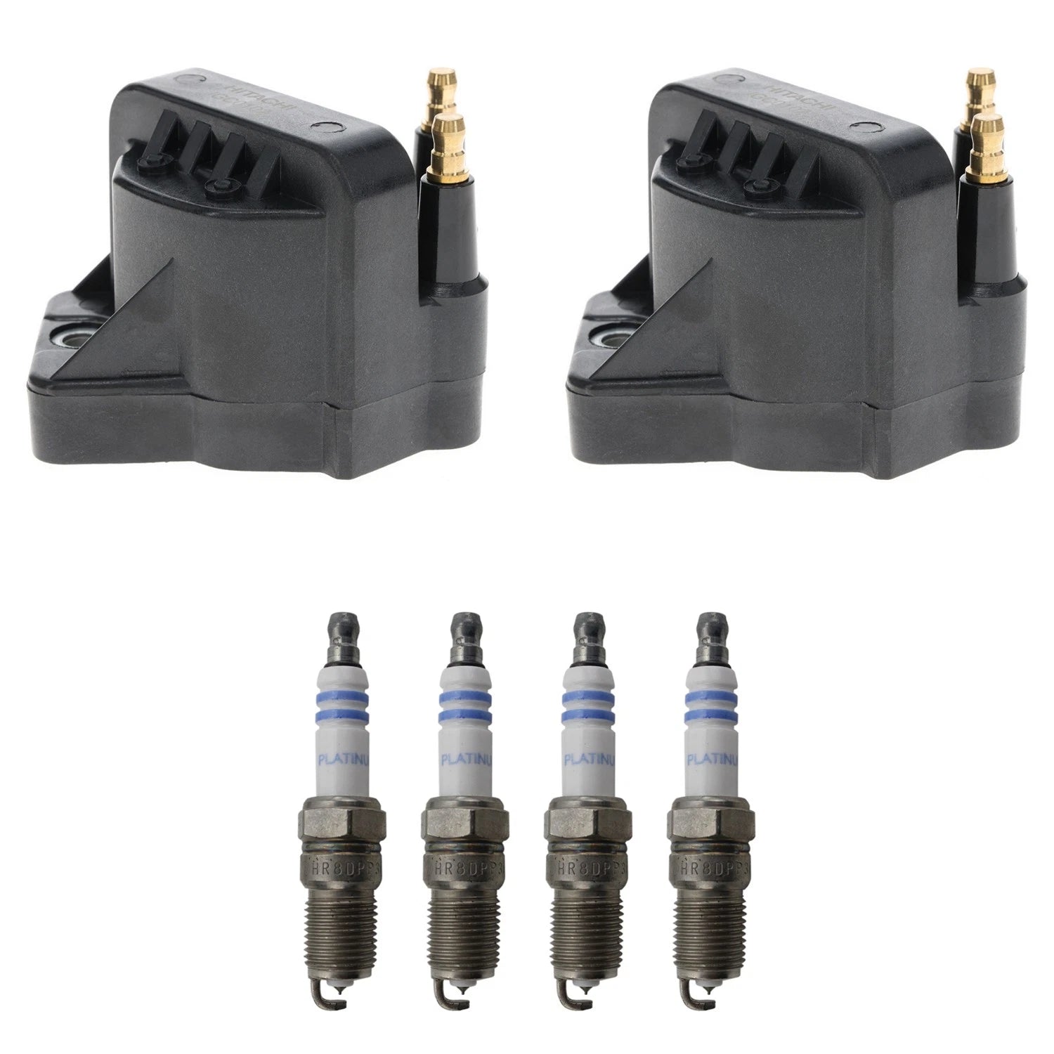 Set of 2 Ignition Coils & 4 Spark Plugs for Chevrolet Cavalier 2.2 L4 (1995–2005)