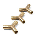3 x Y-3 Way Brass Hose Barb Fitting for Fuel Water Gas Air Tubing Splicer