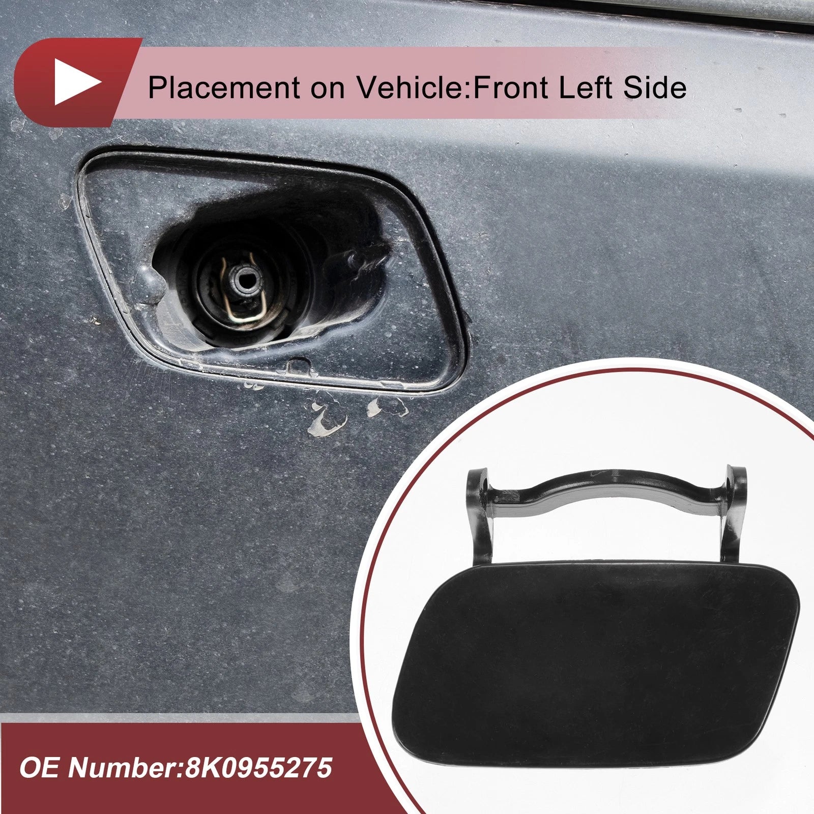 Front Left Washer Nozzle Cover Cap for Audi A4 (2013–2016) 1 Pcs Unpainted